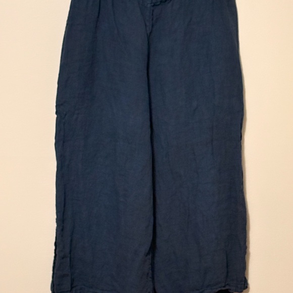 Navy Wide-Leg Linen Pants - Picture 1 of 3
